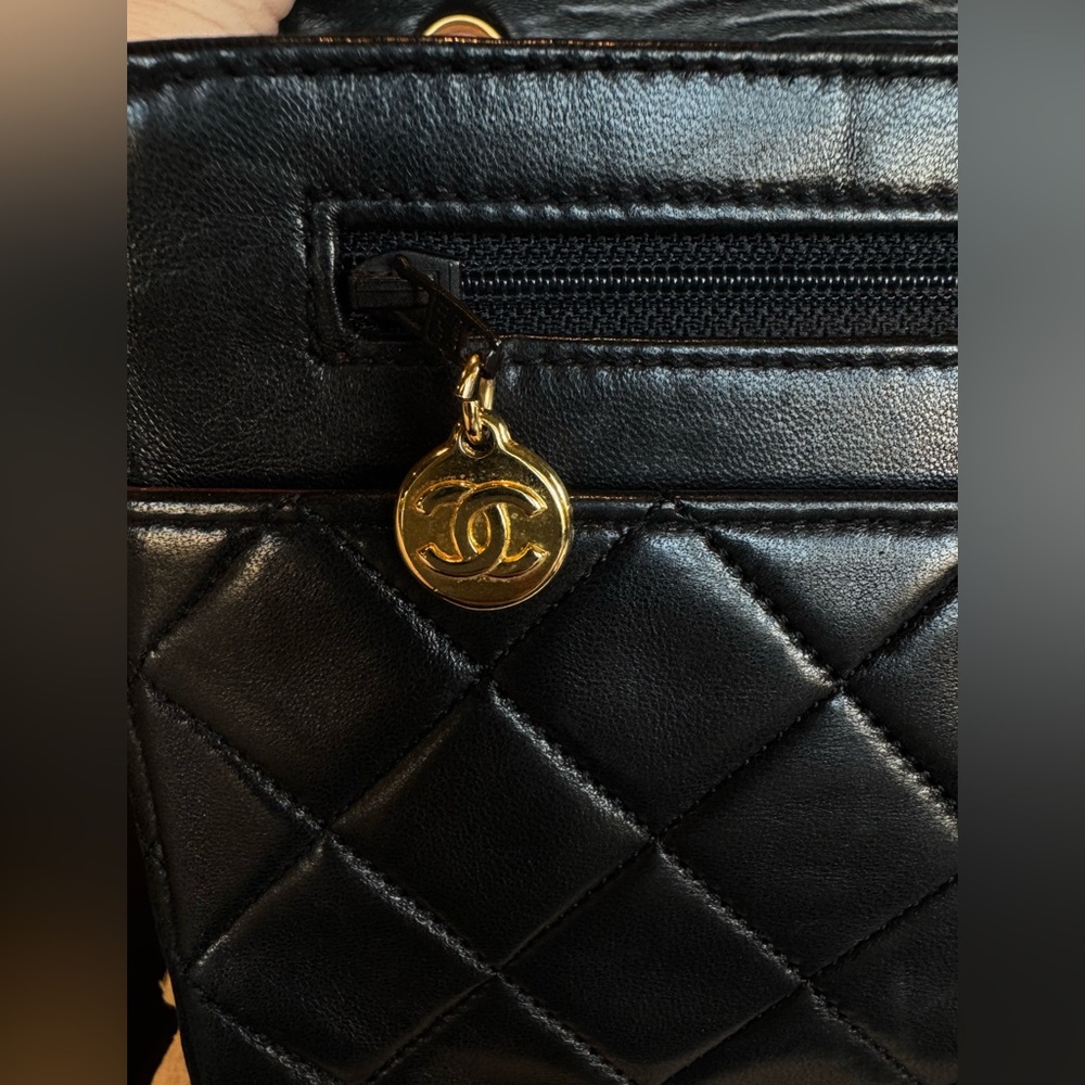 CHANEL Vintage CC Single Flap Bag Lambskin 24K Gold Black Karl Lagerfeld - Picture 13 of 17